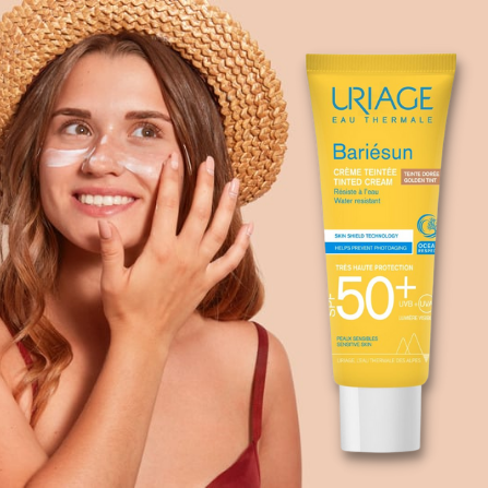 La crème solaire SOF50 teinté dorée Bariésun d'Uriage