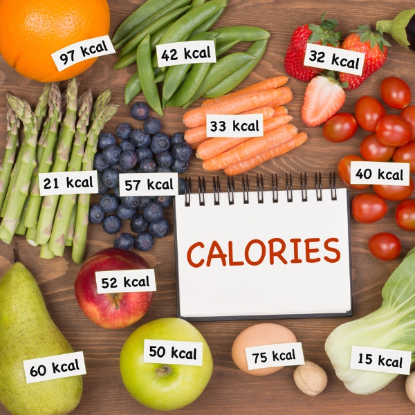 fruits et légumes avec le nombre de calories