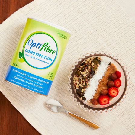 Pour lutter contre la constipation, Optifibre a été mélangé à une préparation de petit déjeuner