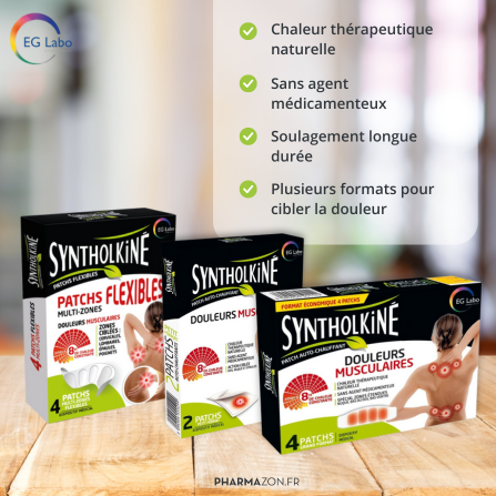 Les patchs antuo-chauffants SyntholKiné : petits, grands et flexibles