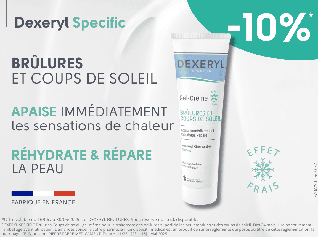 Dexeryl pour apaiser les brûlures et coups de soleil, en promotion ! 