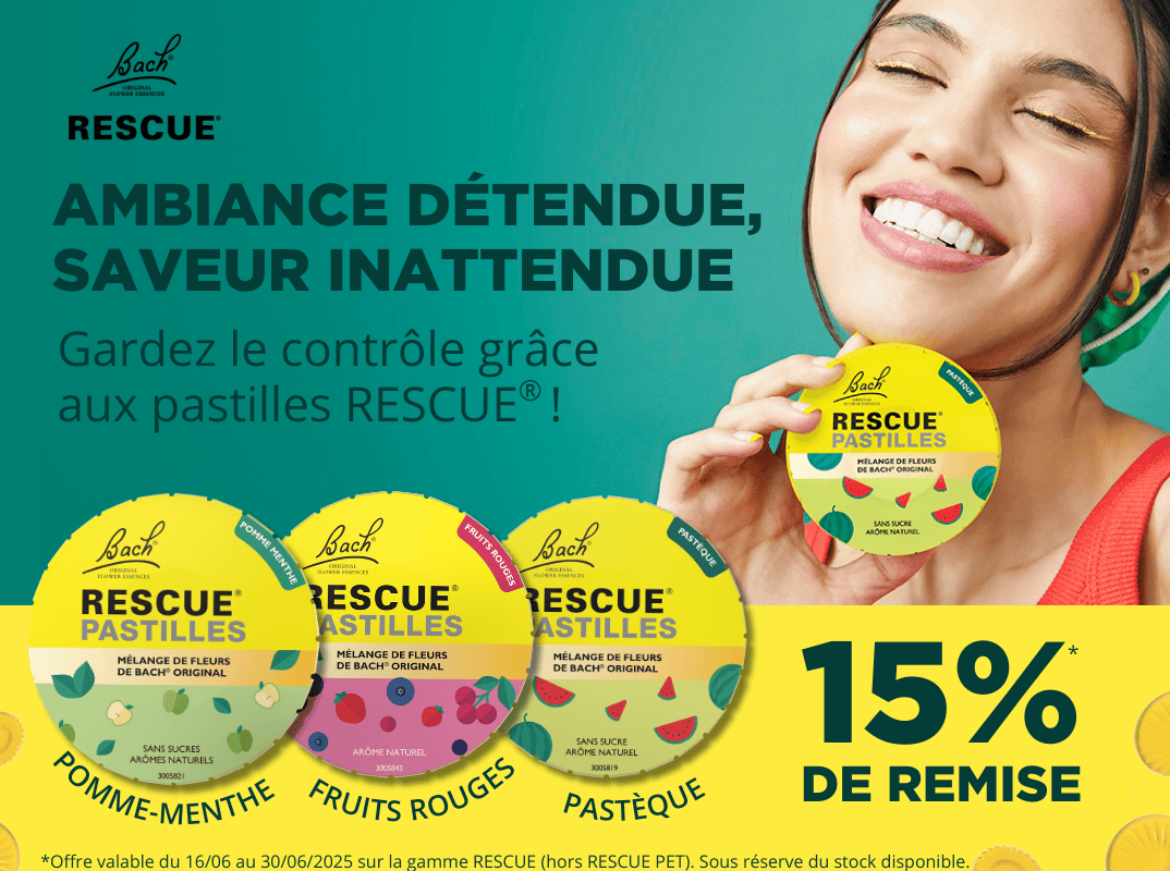 Gardez le contrôle grâce aux pastilles fruitées RESCUE, actuellement en promotion !
