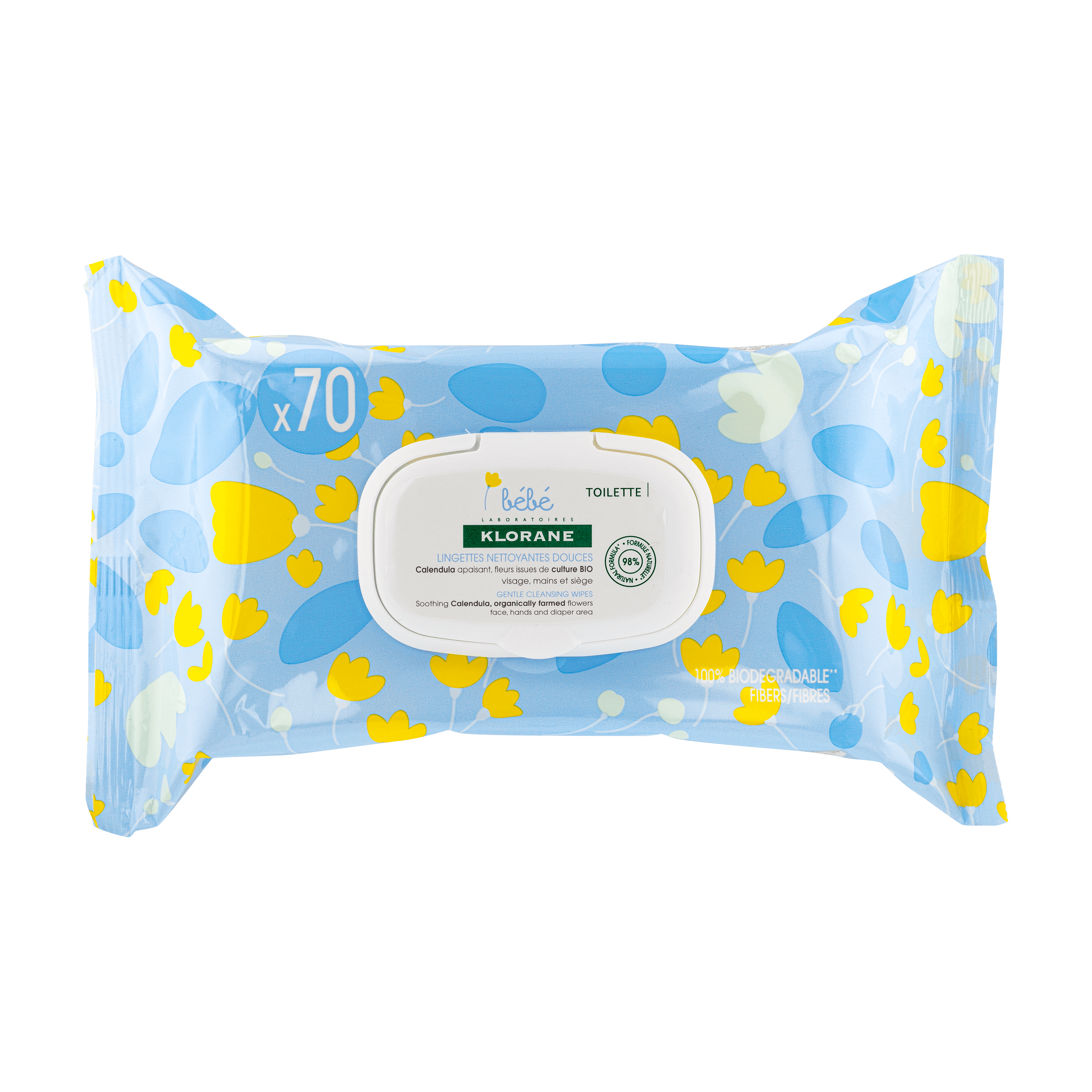 Lingettes nettoyantes apaisantes sans parfum bébé