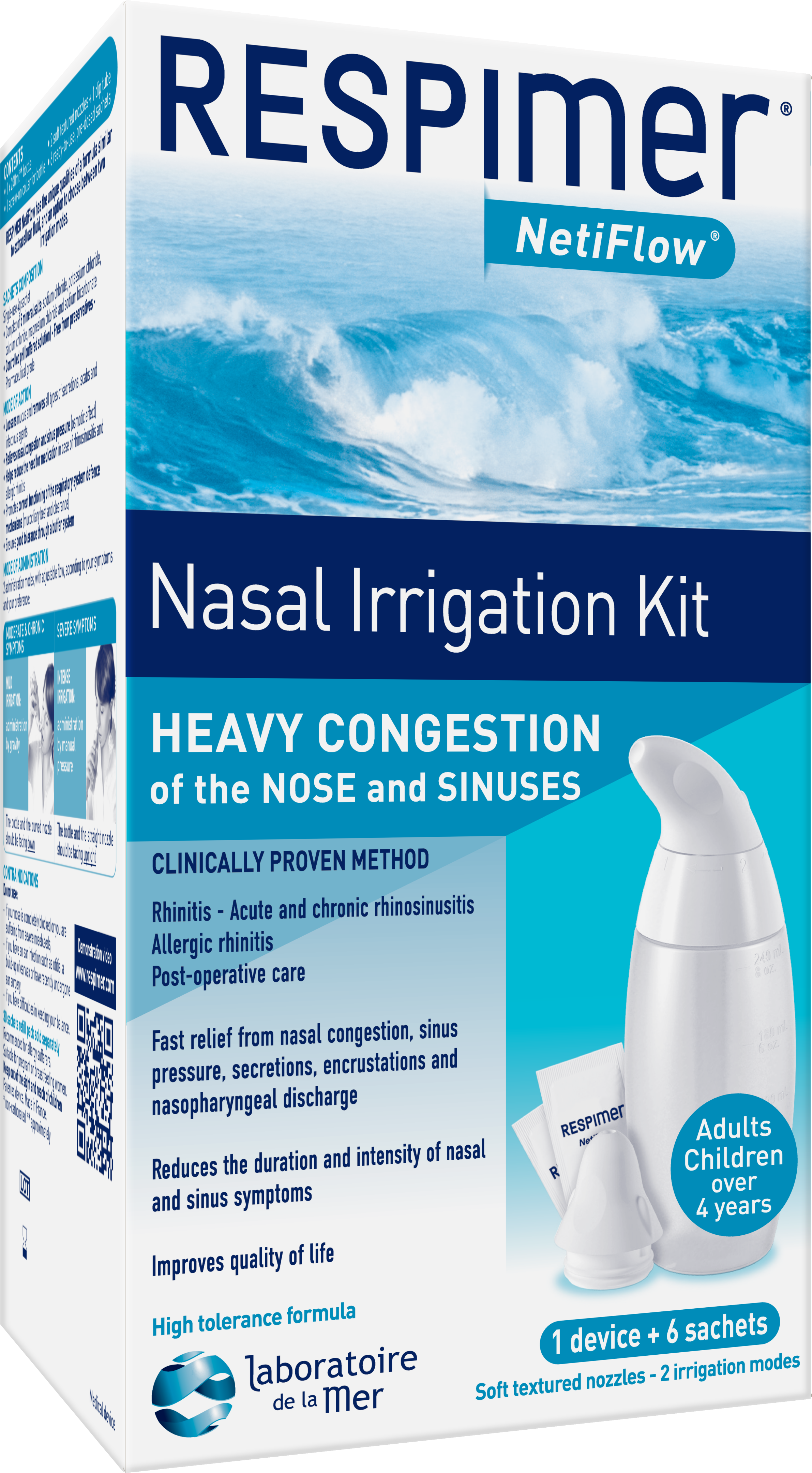 RESPIMER NetiFlow, nasal irrigation kit + 6 sachets