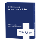 Non-tissées stériles 7,5x7,5 cm Boite de 10 Sachets de 2 compresses