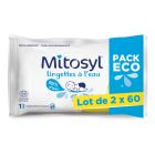 Lot de 2 sachets de 60 lingettes à l'eau