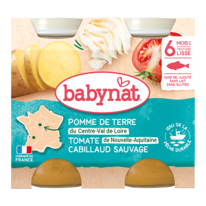BABYNAT Pomme de terre du Centre-Val de Loire tomate cabillaud sauvage - 2 pots de 200g