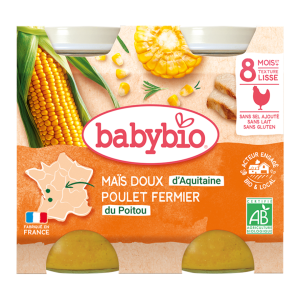 Maïs doux d'Aquitaine & poulet fermier de France - 2 pots de 200g