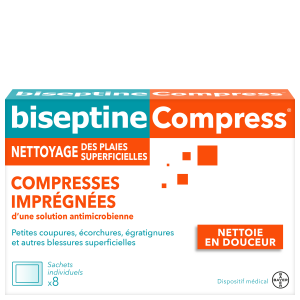 Compresses imprégnées sachet individuel boite de 8