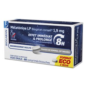 Mélatonine libération prolongée - Boite de 60 comprimés bicouches 1,9mg