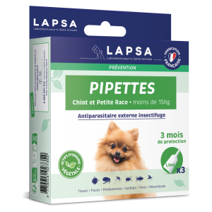 Chiot et petite race chien - 3 pipettes de 1,5ml