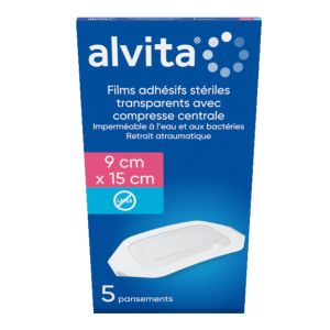 Films adhésifs stériles transparents avec compresse 9x15cm Boite de 5