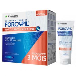 FORCAPIL Fortifiant Kératine 180 gélules + shampoing fortifiant 30ml OFFERT