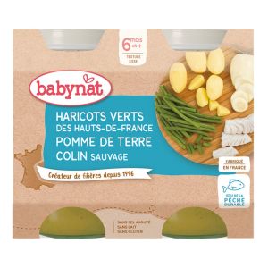 Babynat Haricots verts de Vendée Pomme de terre et Colin sauvage 2x200g