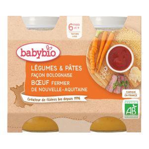 Légumes et Pâtes façon bolognaise Bœuf fermier de Nouvelle-Aquitaine 2x200g