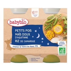 Bonne nuit Petits pois Maïs doux d'Aquitaine et riz de Camargue 2x200g