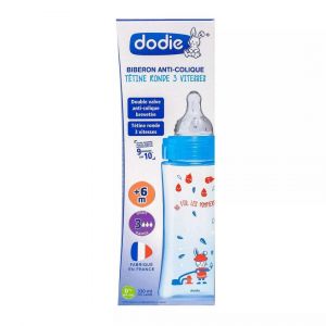 Initiation+ anti-colique 330ml +6mois tétine 3 vitesses débit 3 Bleu pompier