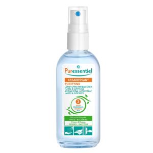  Lotion Spray aux 3 Huiles Essentielles - Elimine 99,9% des bactéries et des virus - Mains et Surfaces -Odeur Citronnée- Fabrication Française - 80 ml