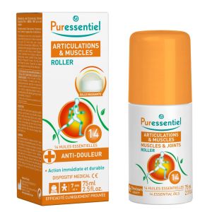 Roller aux 14 Huiles Essentielles - Soulage les douleurs musculaires, articulaires et les courbatures – Dos, genoux, jambes du sportif - 75 ml