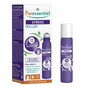 Roller Stress Aroma - 5 ml - Aide à libérer les tensions et apaiser l’esprit avec 12 huiles essentielles pures, pratique et efficace pour une utilisation quotidienne