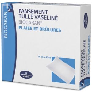 Pansement tulle vaseliné 10cm x 40cm - Boite de 10