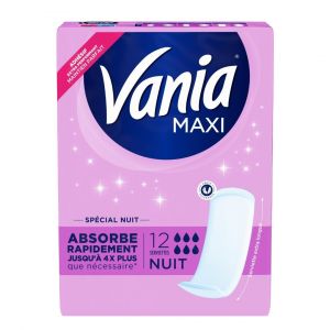 Confort maxi nuit Sachets de 12 serviettes hygiéniques 