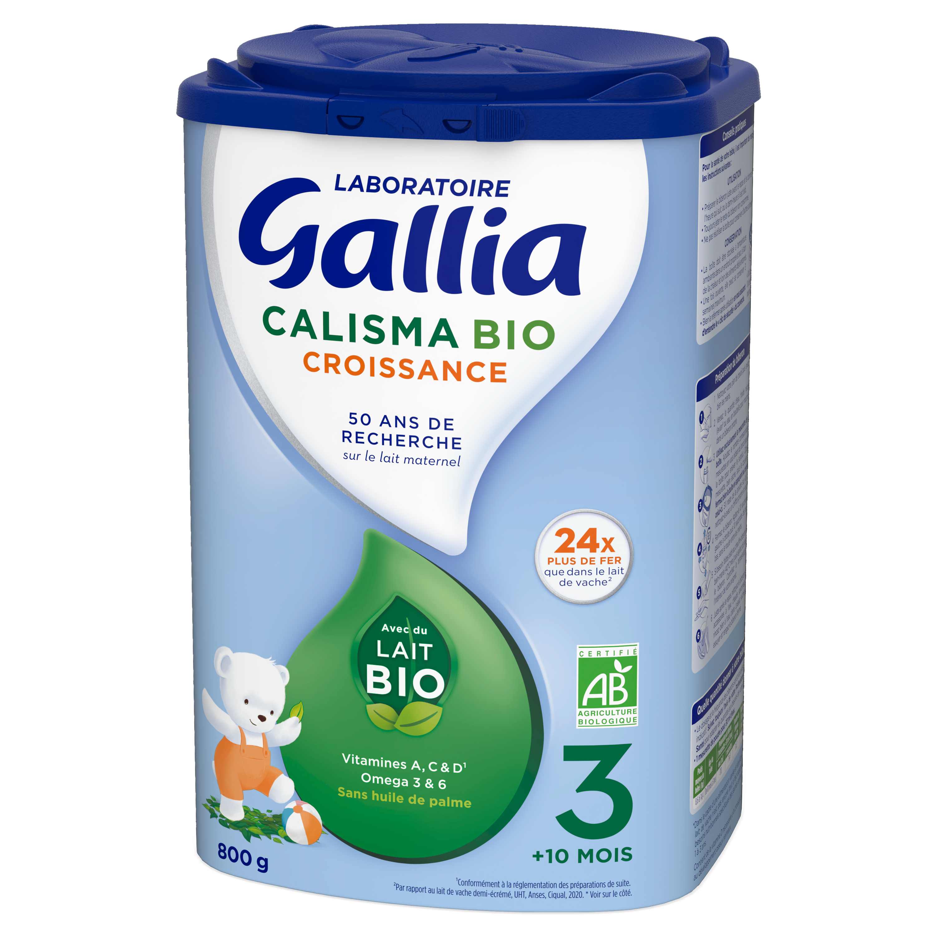 CALISMA - Lait de Croissance 3ème Âge Bio - 10 mois et plus, 800g