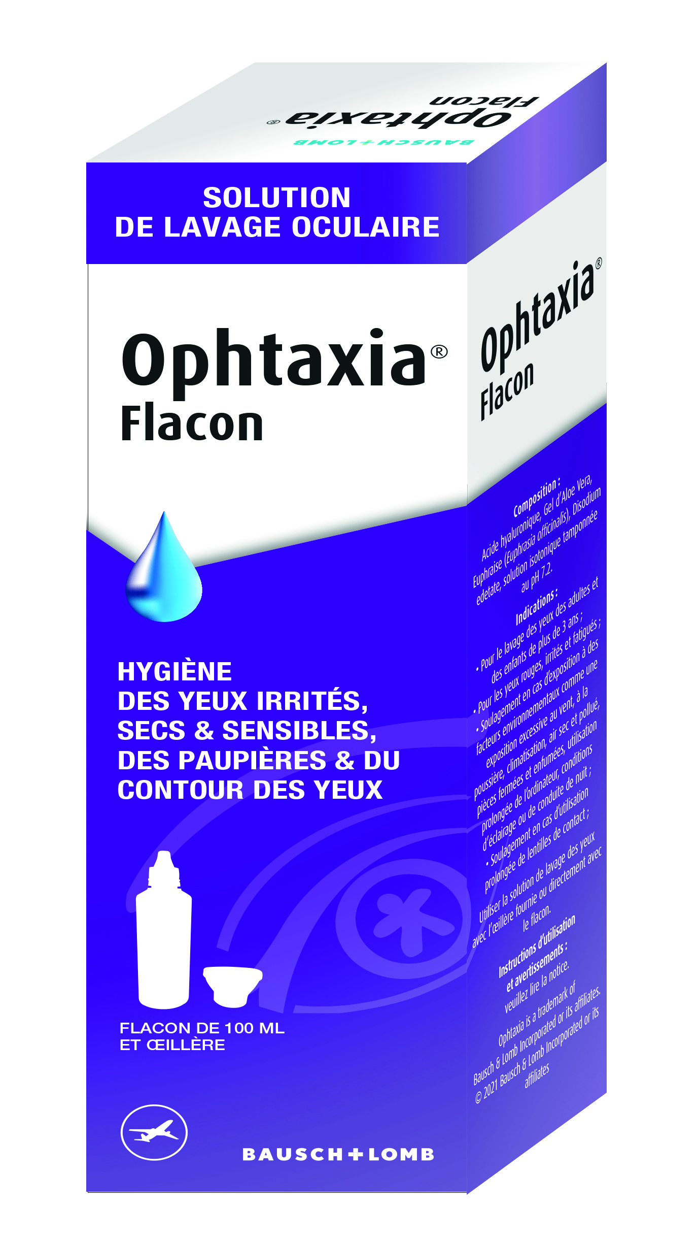 Solution de lavage oculaire, chlorure de sodium (0.9%), 2 flacons
