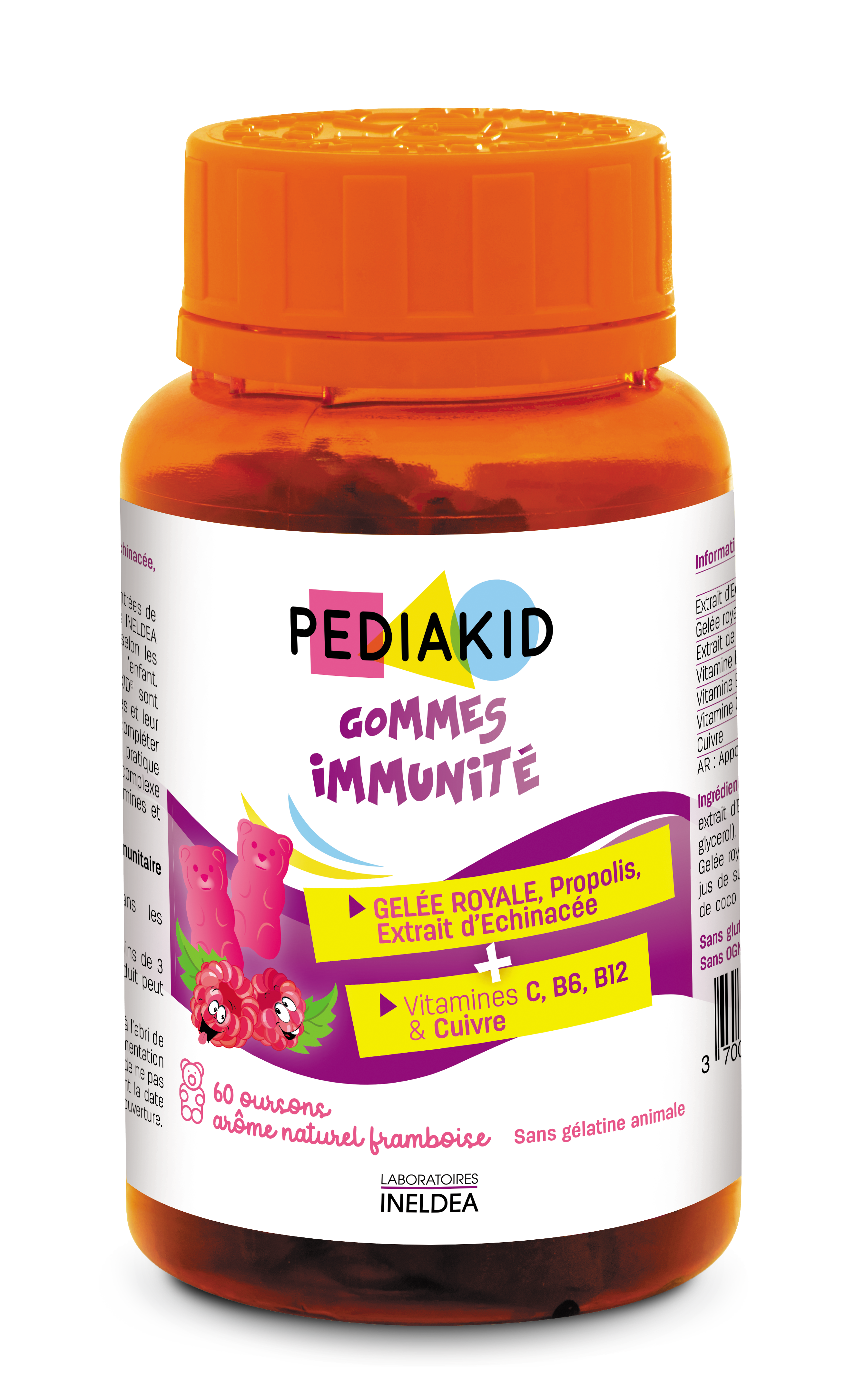 Pediakid Gommes Immunité Goût Framboise 60 Pièces