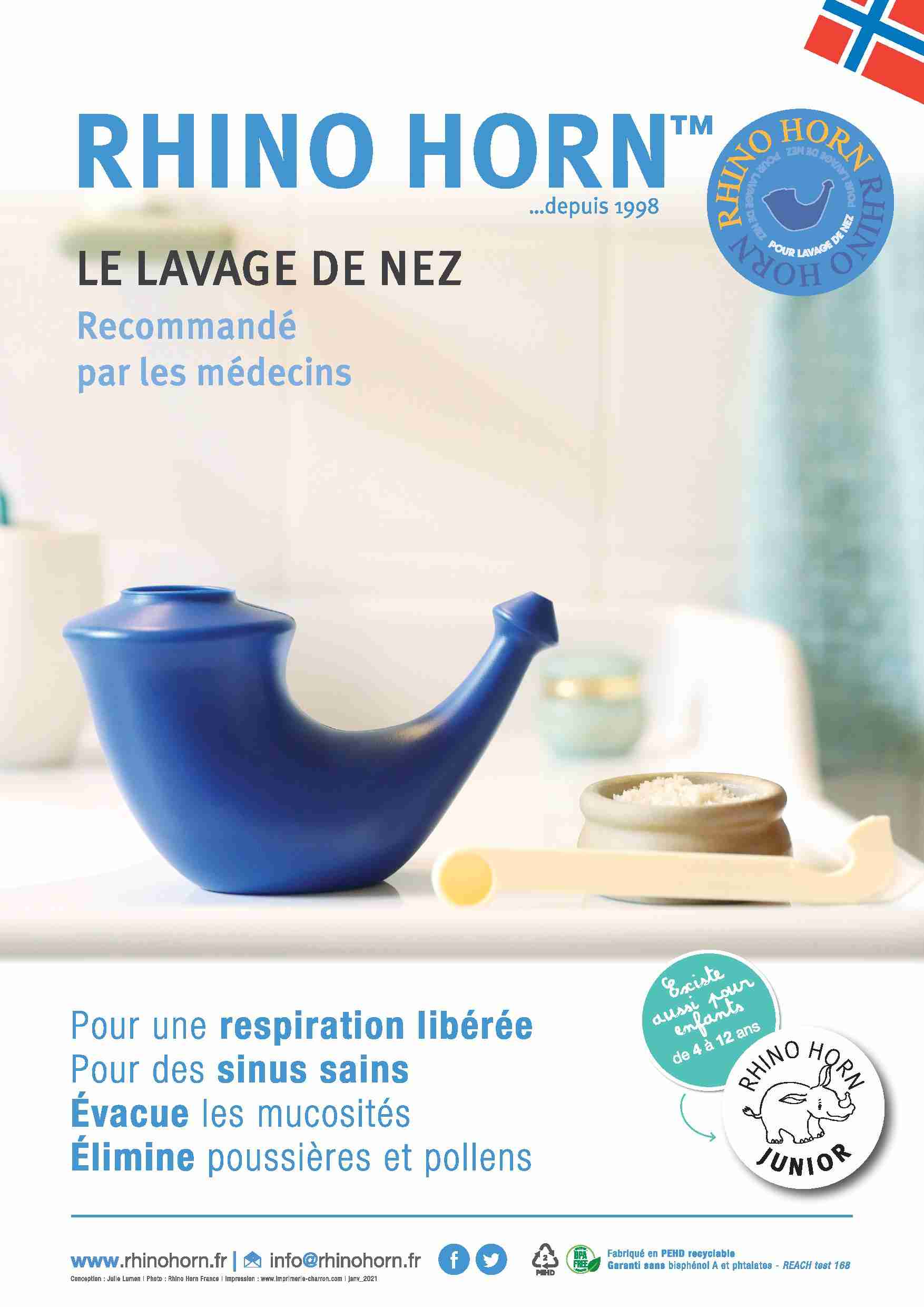 RHINO HORN BLEU POUR LAVAGE NASAL - Lavage de nez