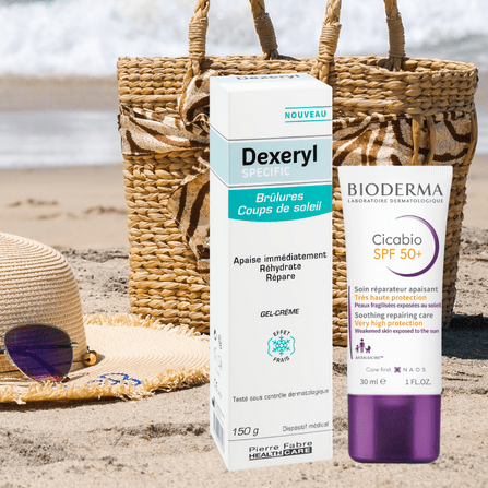 La crème réparatrice Cicabio de Bioderma et le gel-crème Dexeryl de Pierre Fabre Medical Care